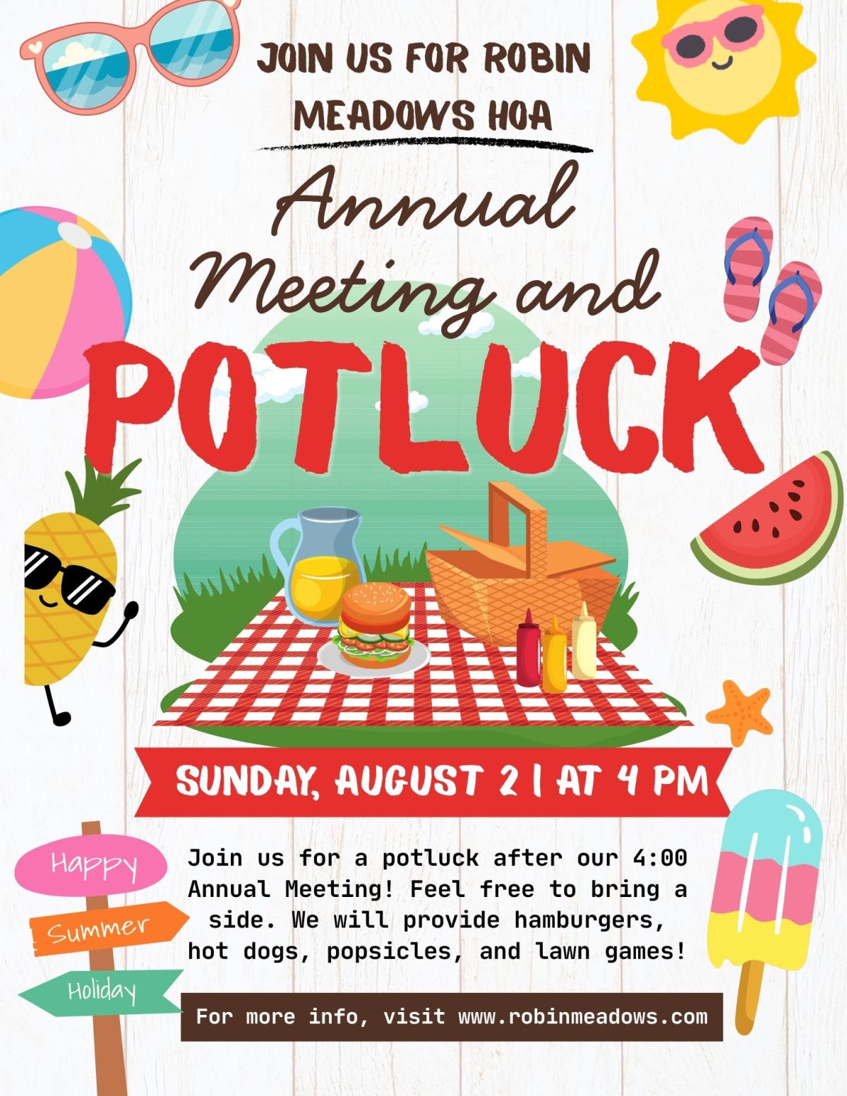 Community potluck and annual meeting – Aug. 2